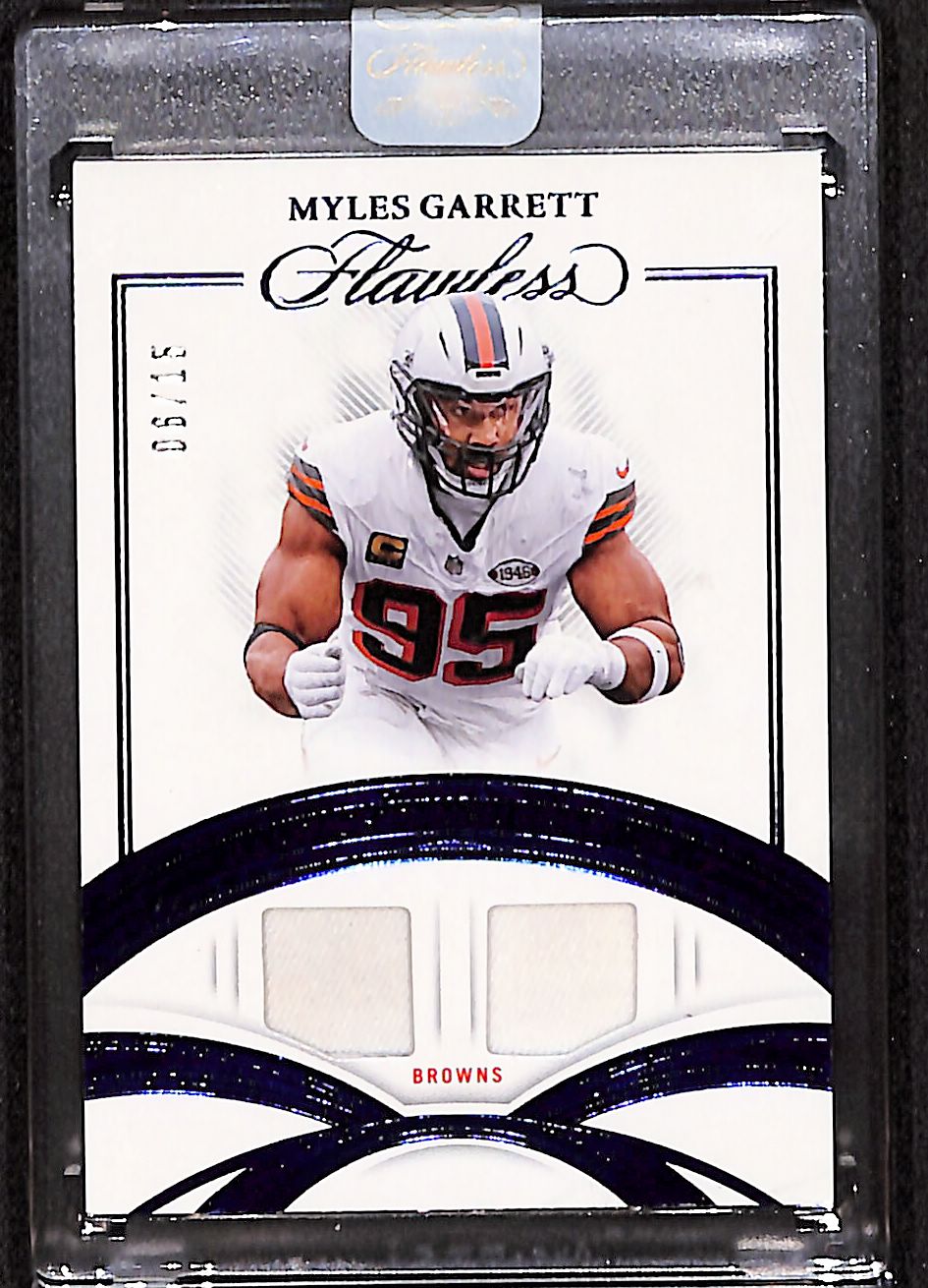 Myles Garrett 2025 Panini Flawless Game-Used Memorabilia Sapphire /15 #GUM-MGT