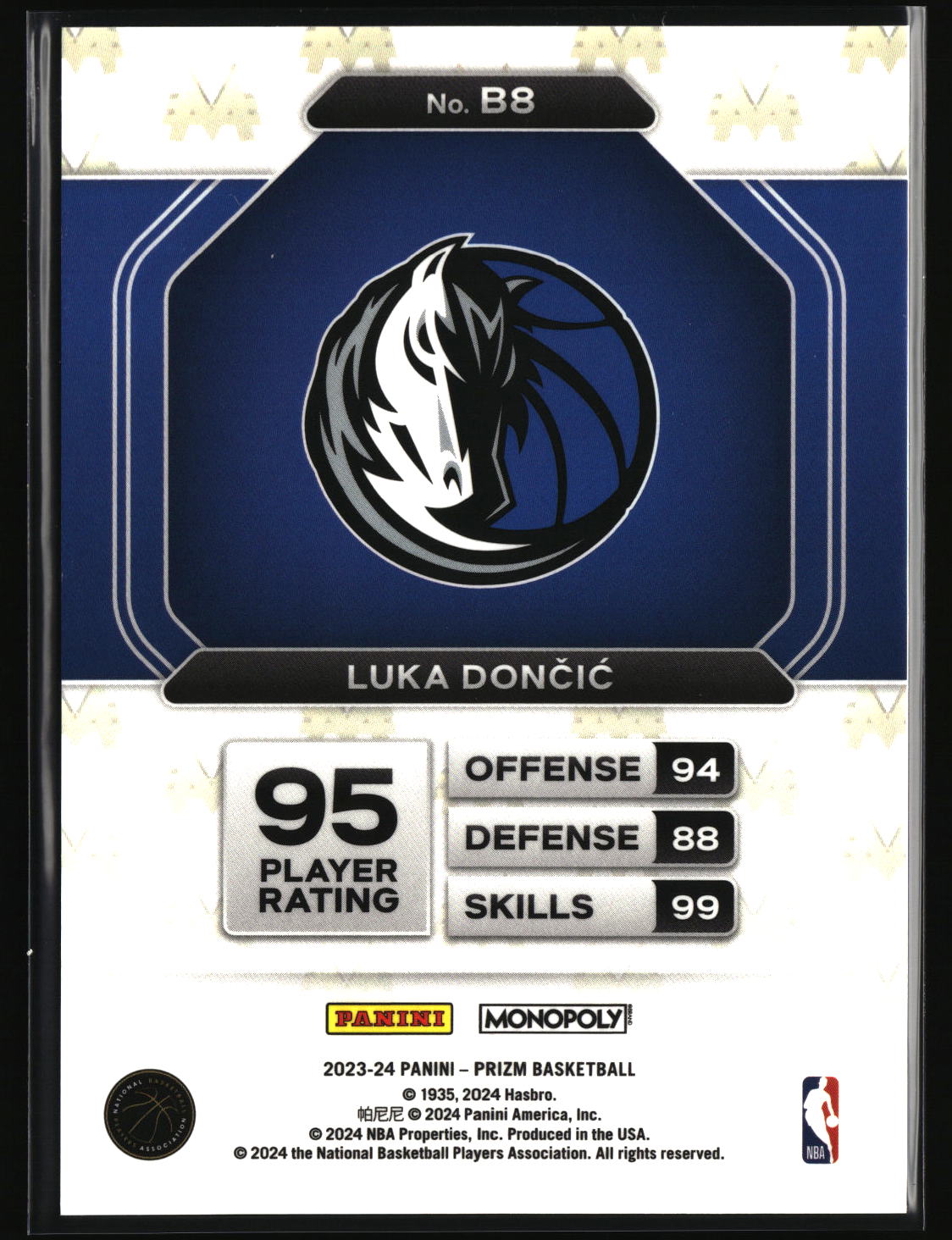 Luka Doncic 2023-24 Panini Prizm Monopoly Millionaire Black #B8
