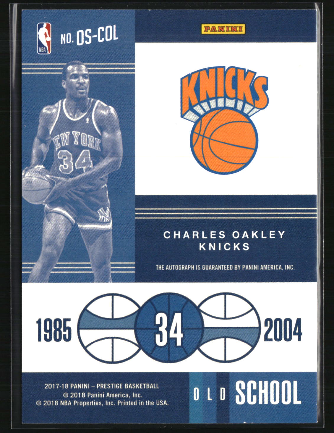 Charles Oakley 2017-18 Panini Prestige Old School Signatures Gold #OS-COL #/10
