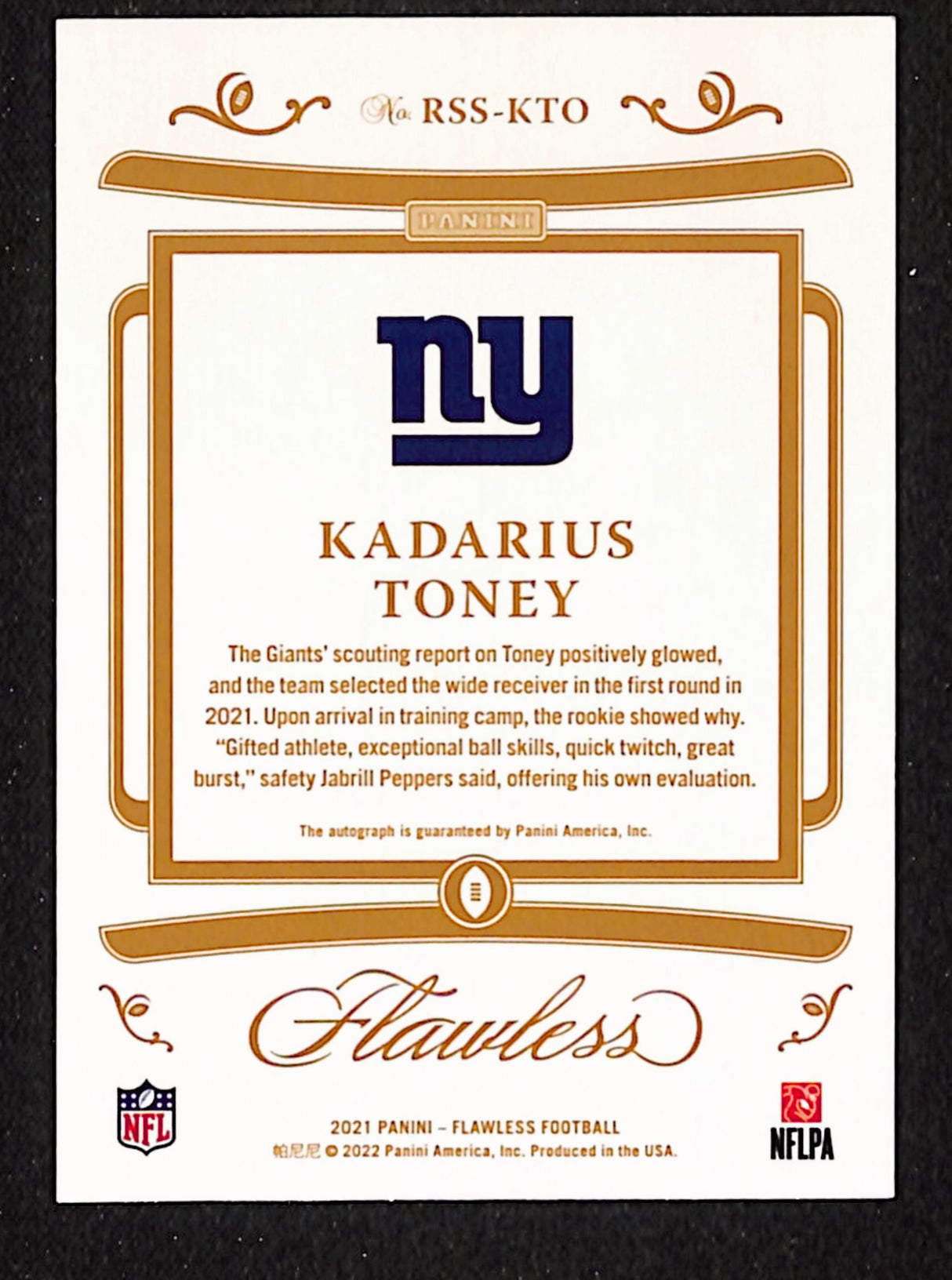Kadarius Toney 2021 Panini Flawless Rookie Shadow Signatures Ruby #RSS-KTO #/15