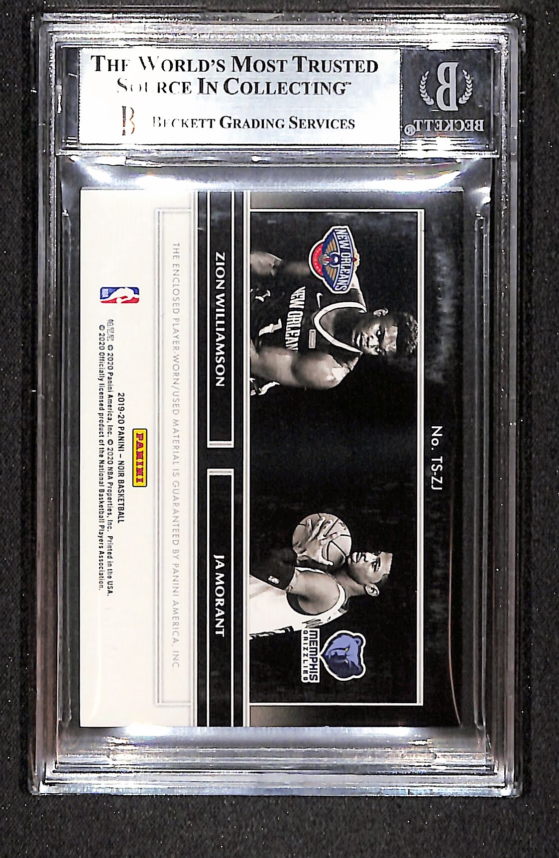 Morant / Williamson 2019-20 Noir Two-Shot Rookie Jerseys #TS-ZJ #/99 BGS 9.0