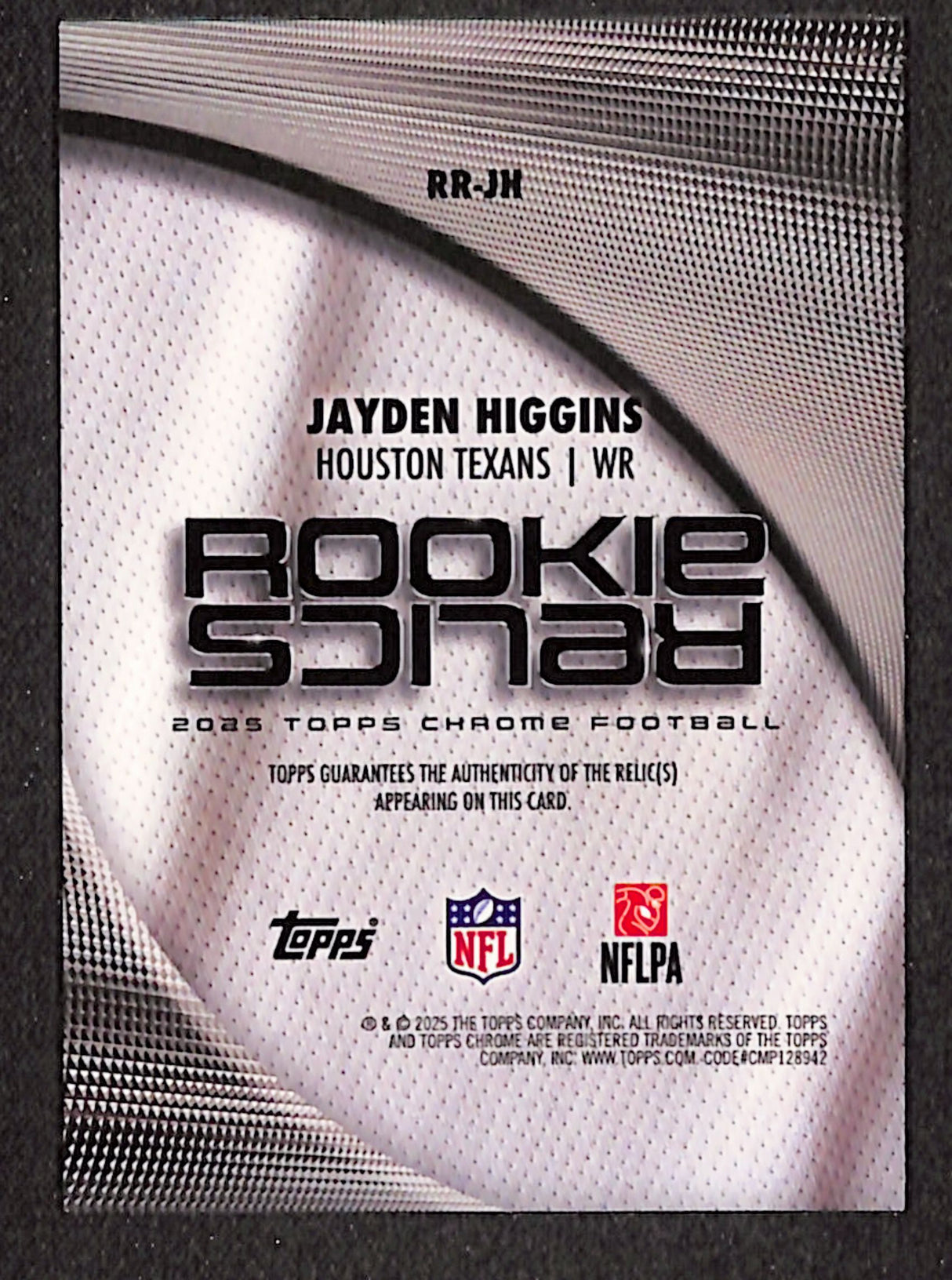 Jayden Higgins 2025 Topps Chrome Football Rookie Relics #RR-JH