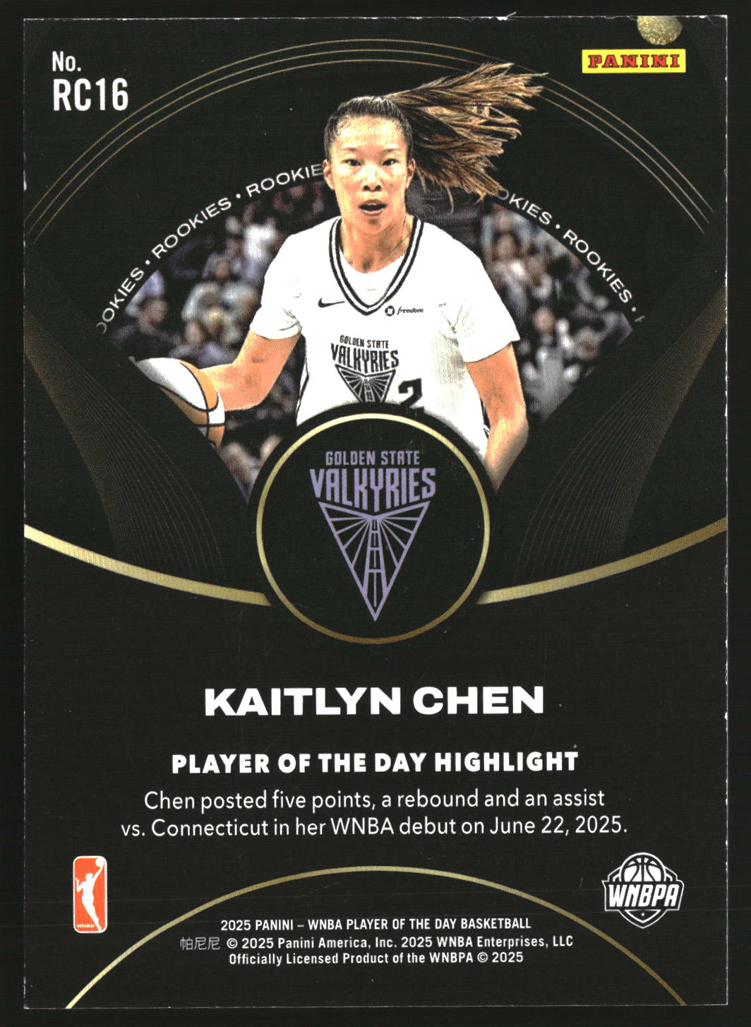 Kaitlyn Chen 2025 Panini WNBA Player of the Day Rookies #RC16