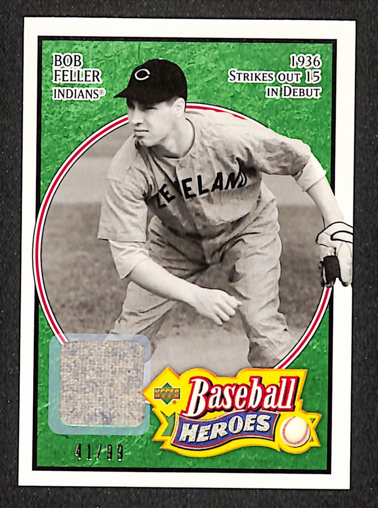Bob Feller 2005 Upper Deck Baseball Heroes Memorabilia Emerald #1 #/99