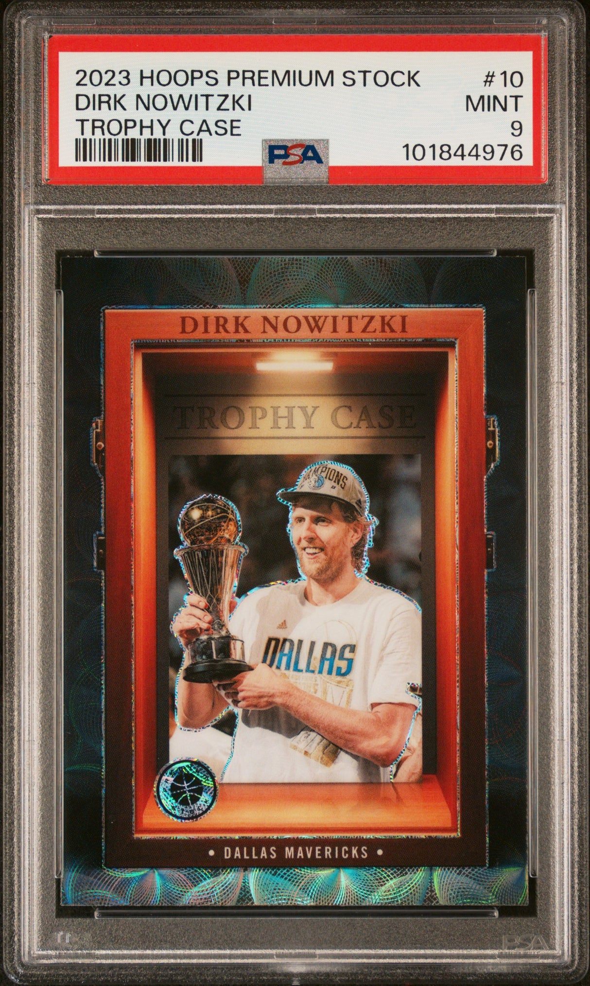 Dirk Nowitzki 2023-24 Hoops Premium Stock Trophy Case Premium #10 PSA 9
