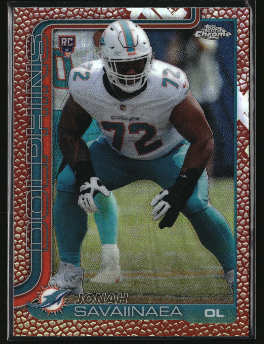 Jonah Savaiinaea 2025 Topps Chrome Football Leather Refractor #380