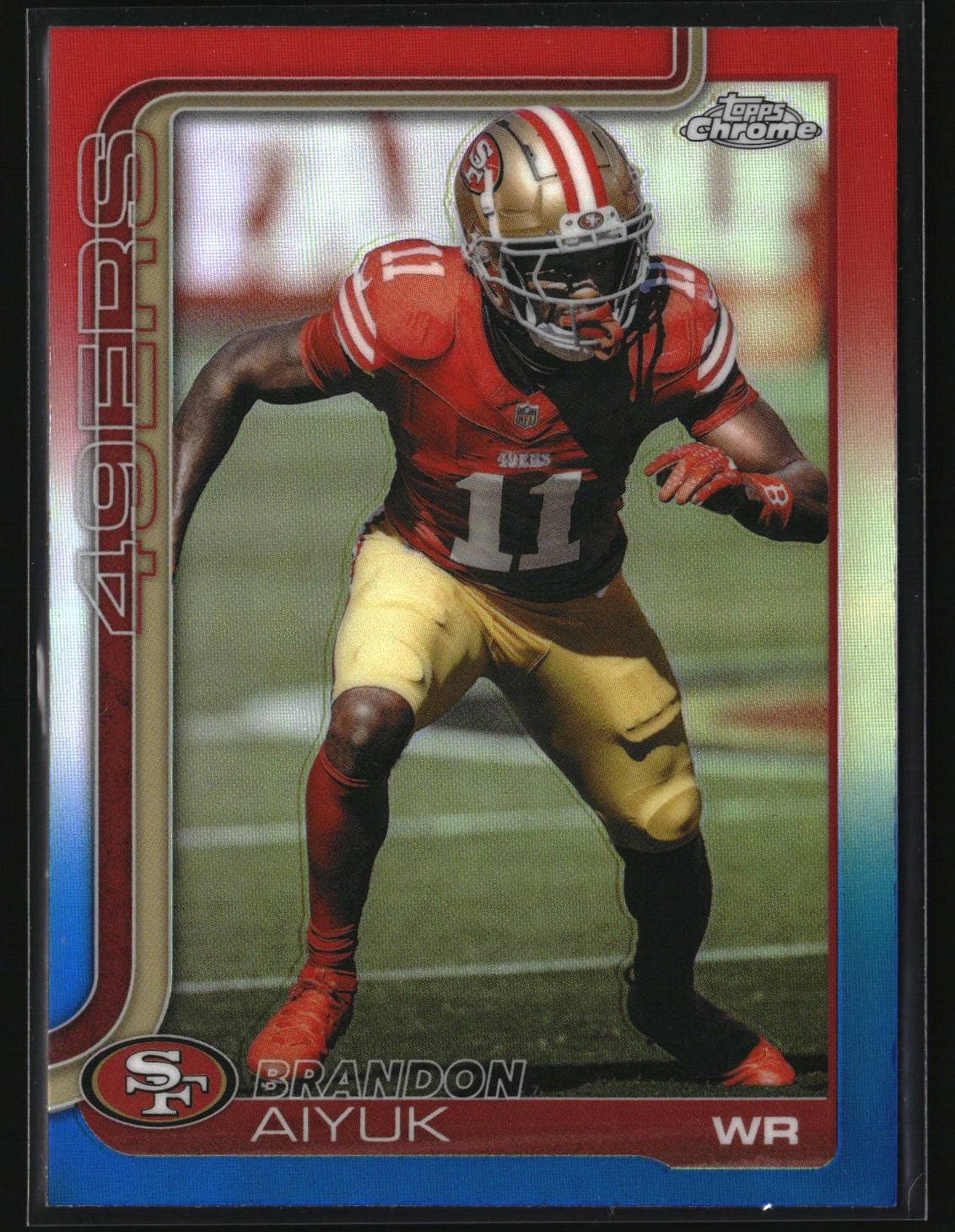 Brandon Aiyuk 2025 Topps Chrome Red White and Blue Refractor #266