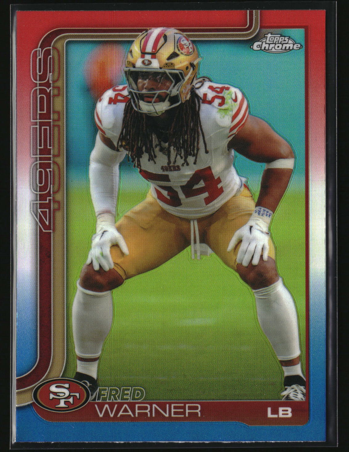 Fred Warner 2025 Topps Chrome Red White and Blue Refractor #268