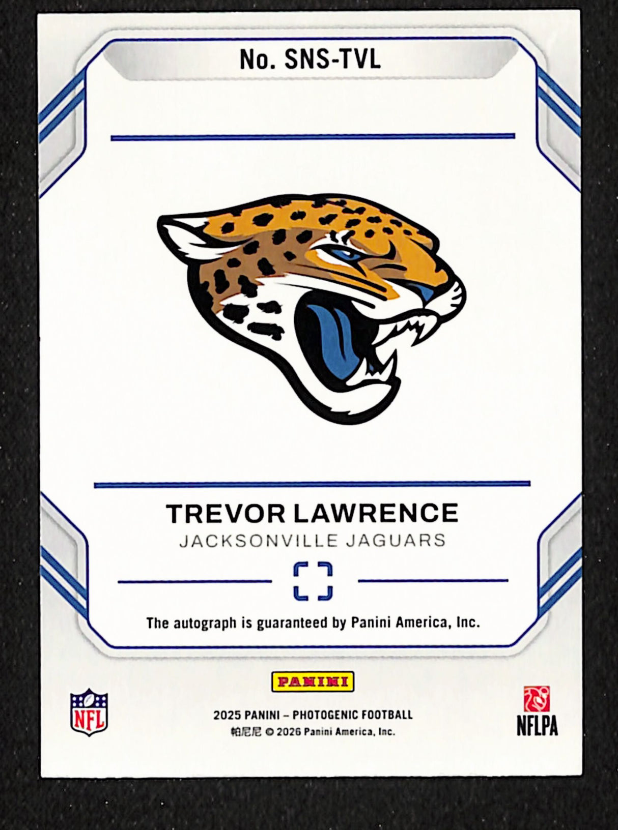 Trevor Lawrence 2025 Photogenic Snapshot Signatures #SNS-TVL