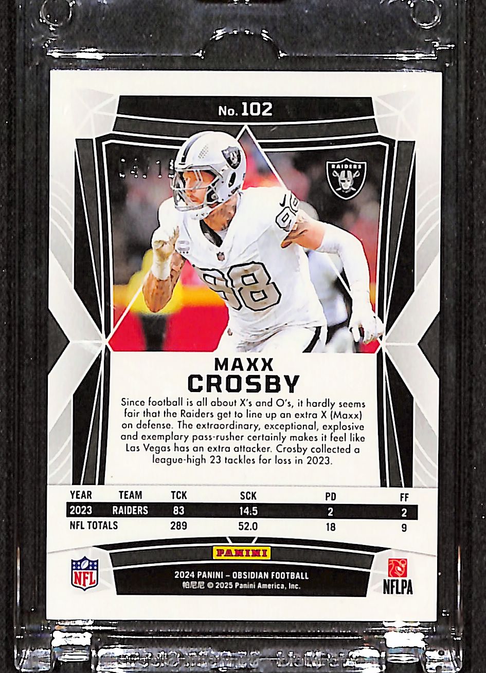 Maxx Crosby 2024 Panini Obsidian Gold #102 #/10