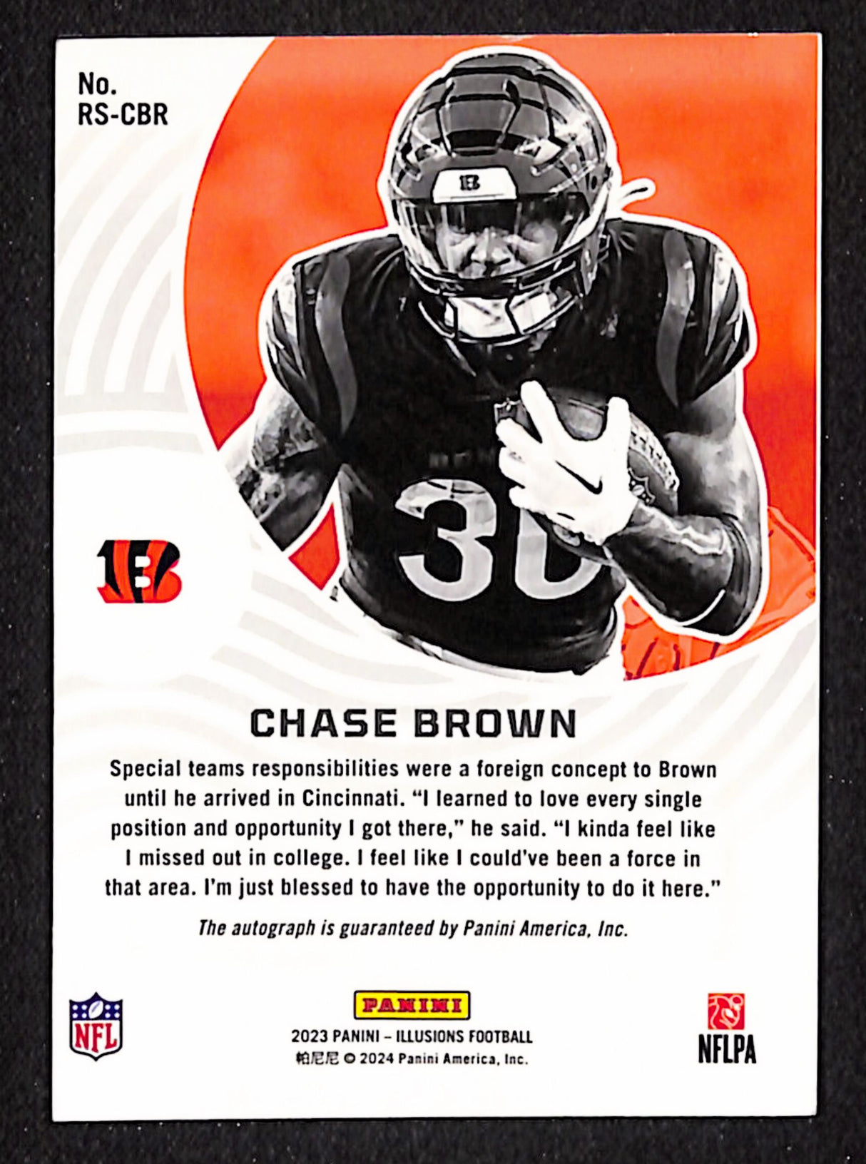 Chase Brown 2023 Panini Illusions Rookie Signs Orange #RS-CBR