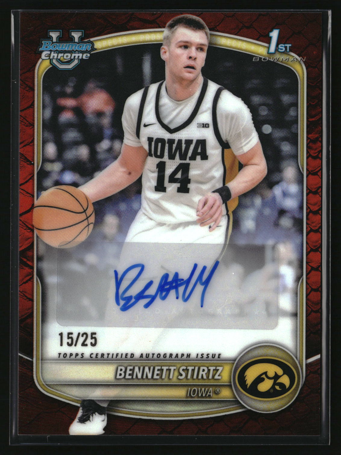 Bennett Stirtz 2025-26 Bowman Chrome Autographs Reptilian Orange #CPA-BI #/25