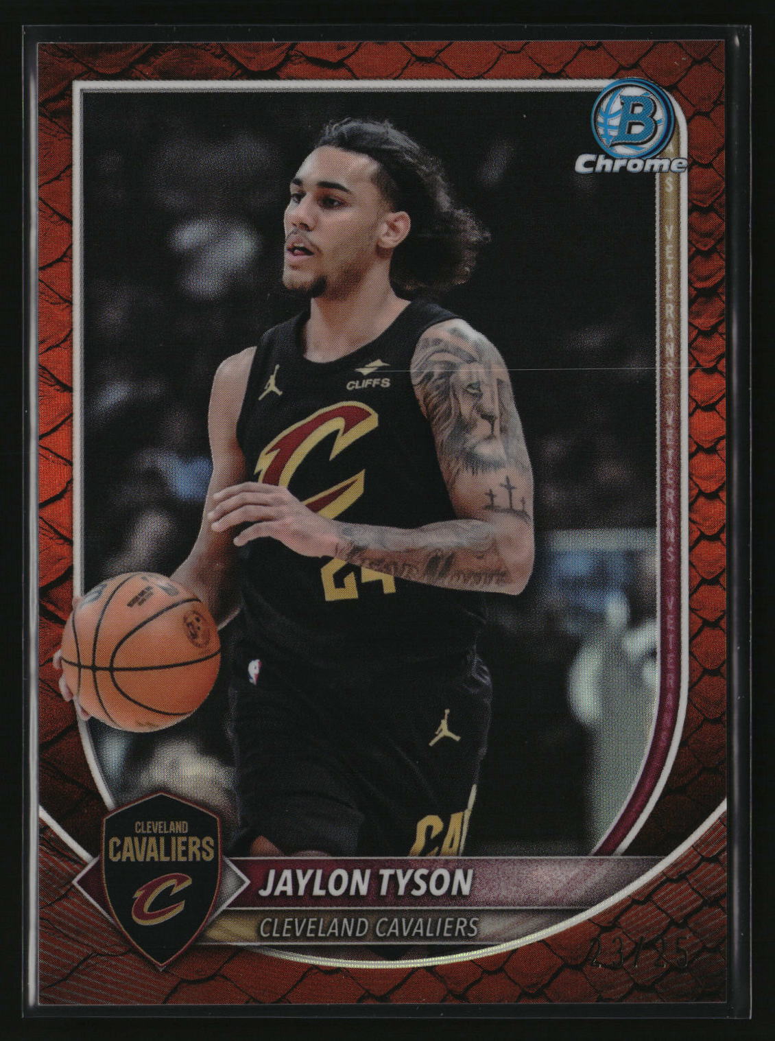 Jaylon Tyson 2025-26 Bowman Chrome Reptilian Orange Refractor #BCV-173 #/25