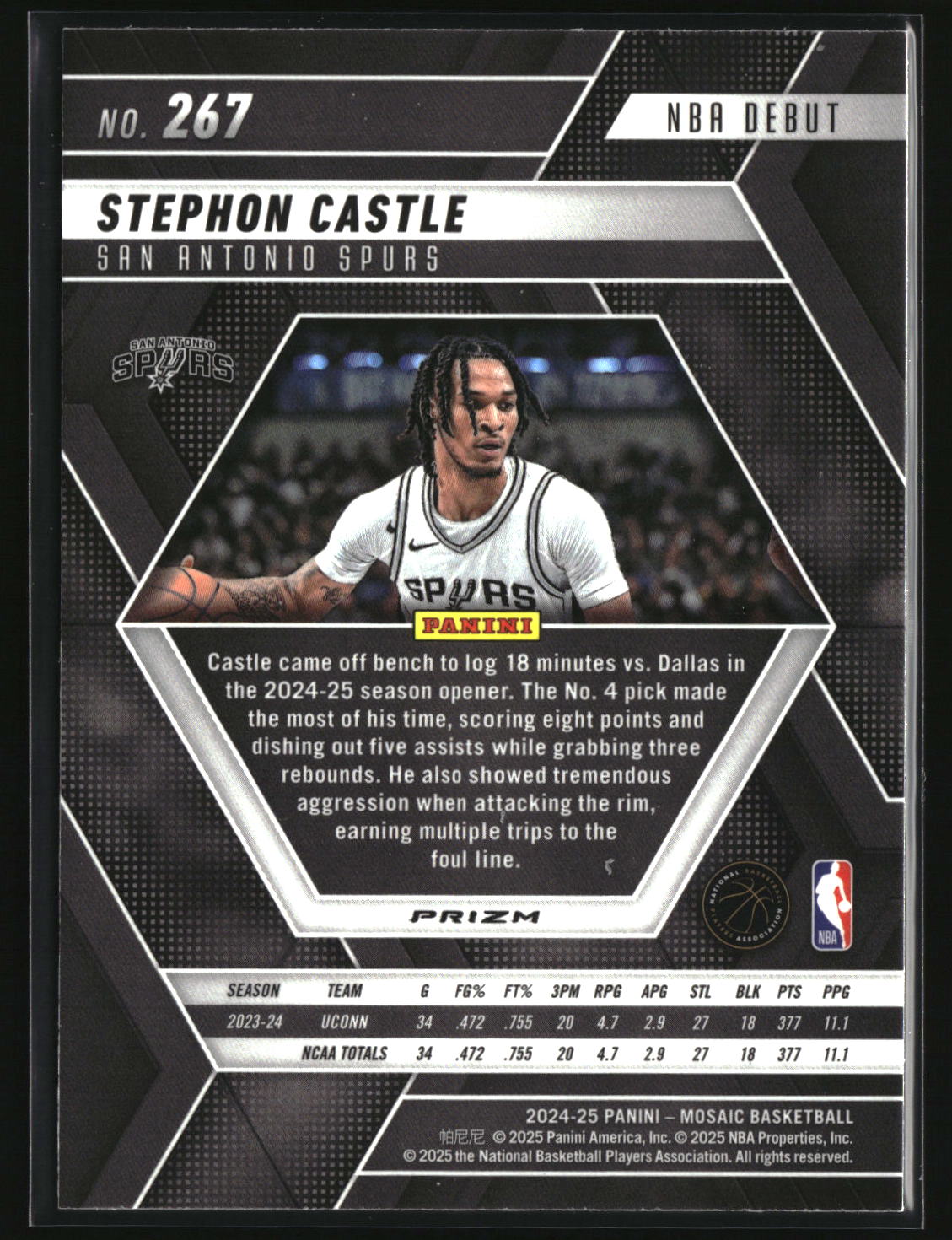Stephon Castle 2024-25 Panini Mosaic Silver #267