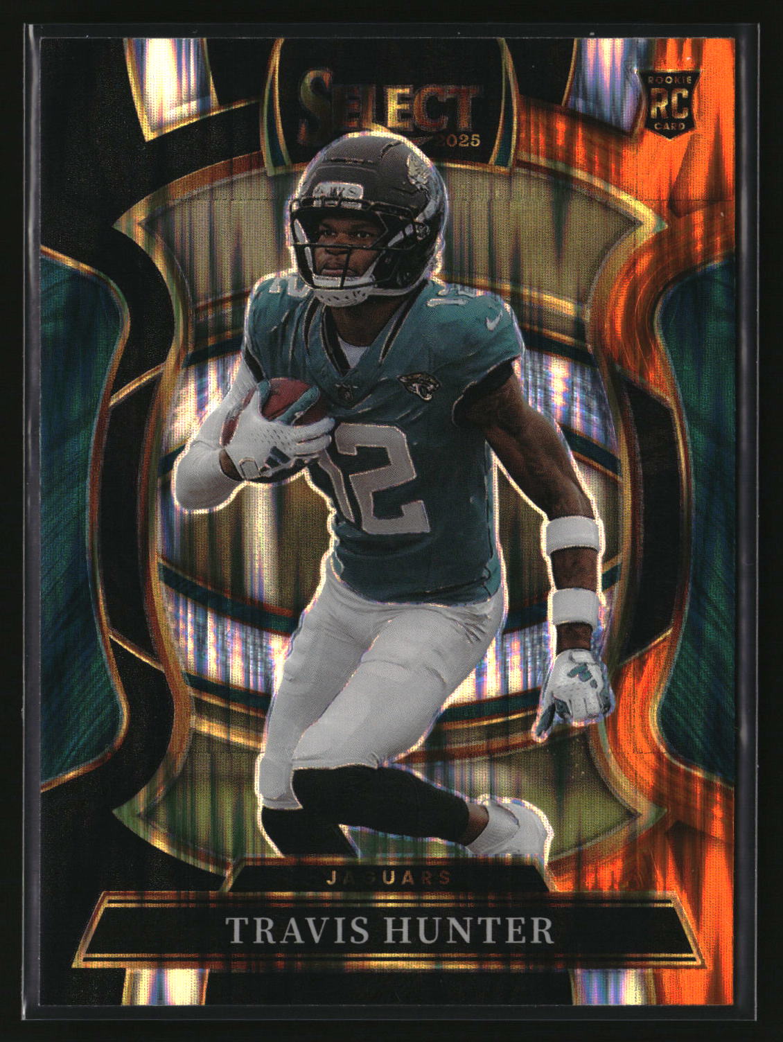 Travis Hunter 2025 Panini Select Black and Orange Prizm Shock #28