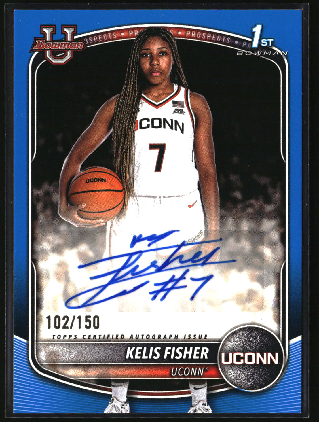 Kelis Fisher 2025-26 Bowman Autographs Blue Border #PA-KF #/150