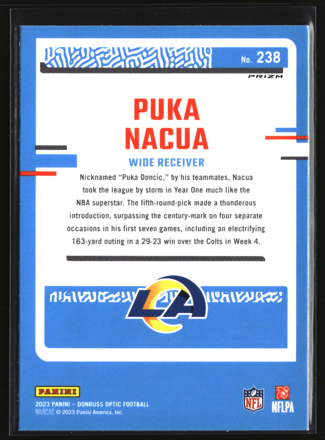 Puka Nacua 2023 Donruss Optic Blue Scope #238