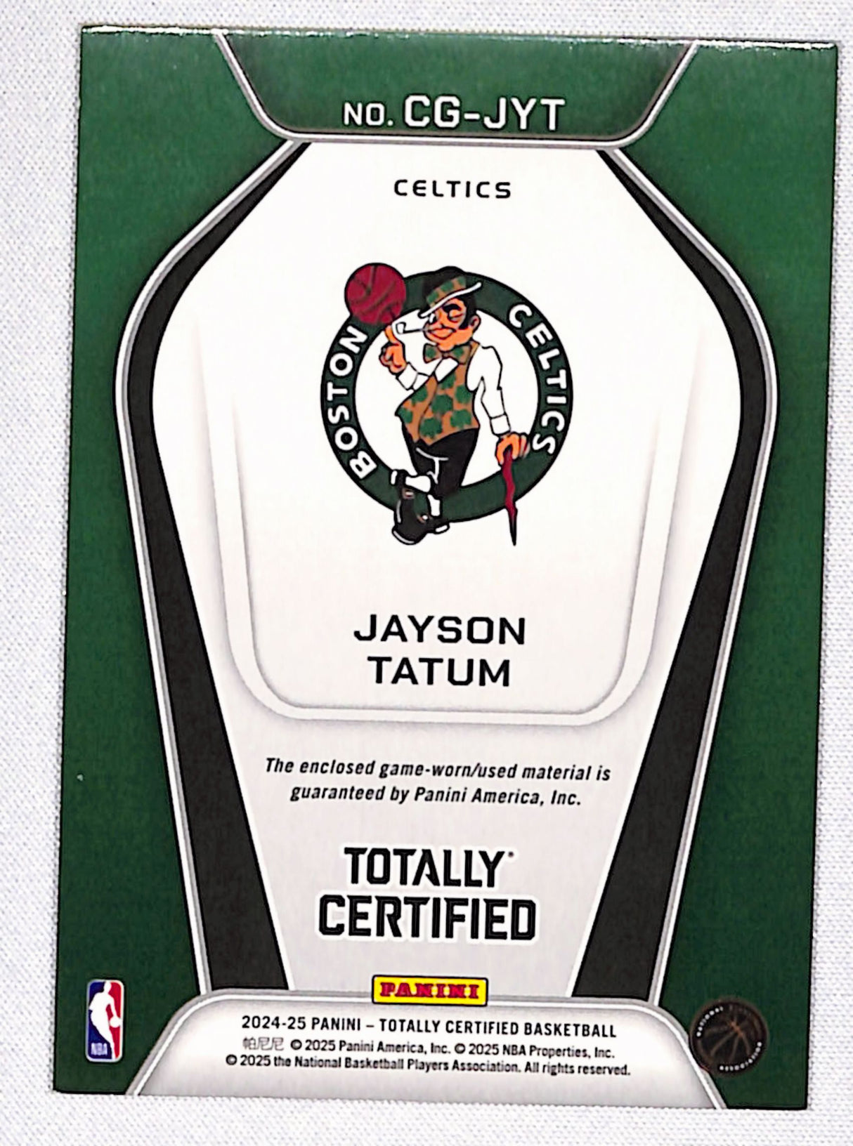 Jayson Tatum 2024-25 Panini Totally Certified Certified Gamers #CG-JYT