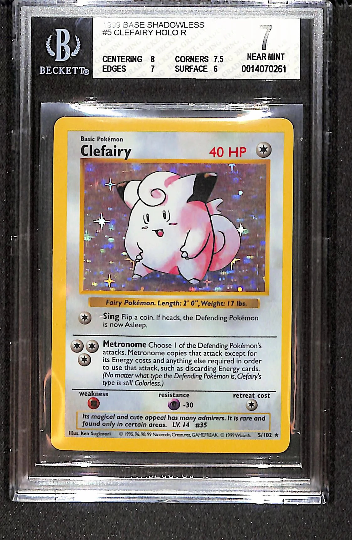 Clefairy HOLO R Base Set (Shadowless) #5 BGS 7