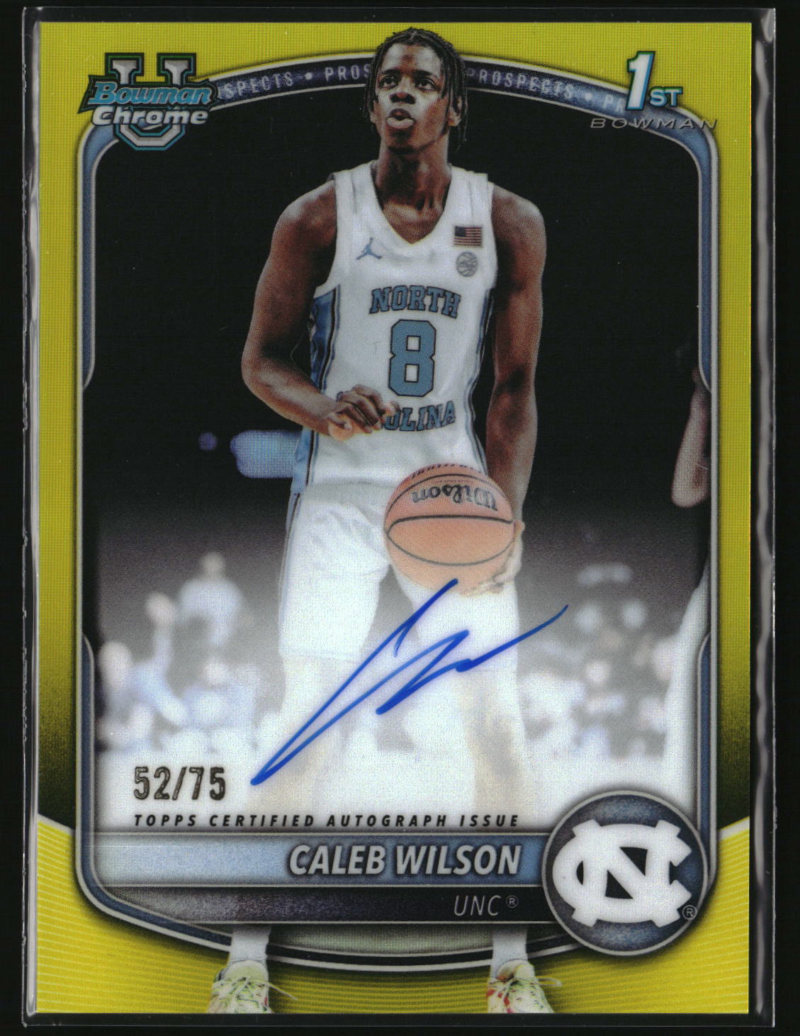 Caleb Wilson 2025-26 Bowman Chrome Prospect Autographs Yellow #CPA-CL #/75