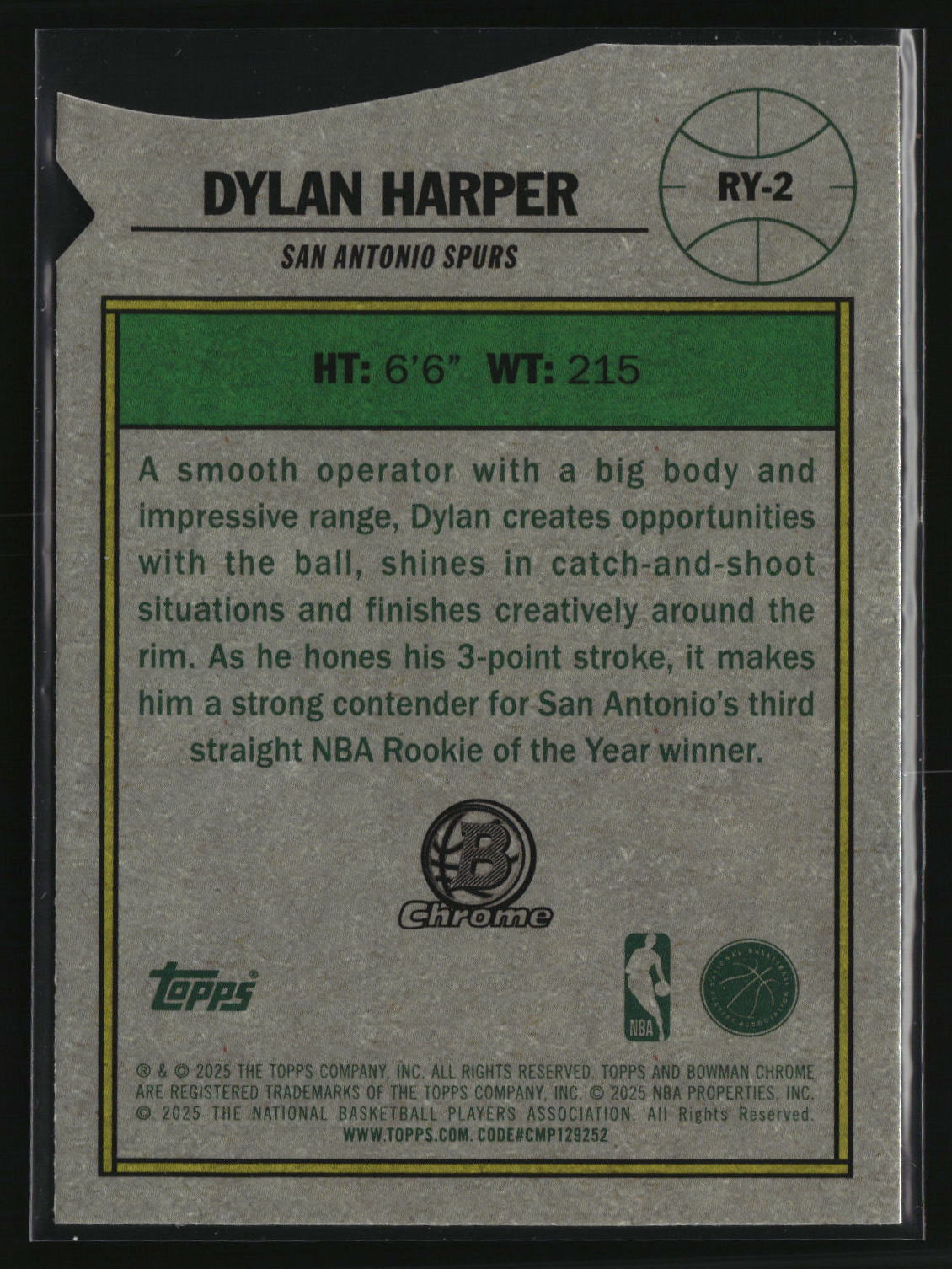Dylan Harper 2025-26 Bowman Rookie Of The Year Favorites #RY-2