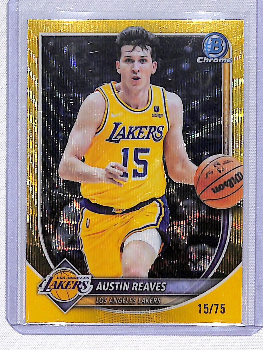 Austin Reaves 2025-26 Bowman Chrome Yellow Wave Refractor #BCV-193 #/75