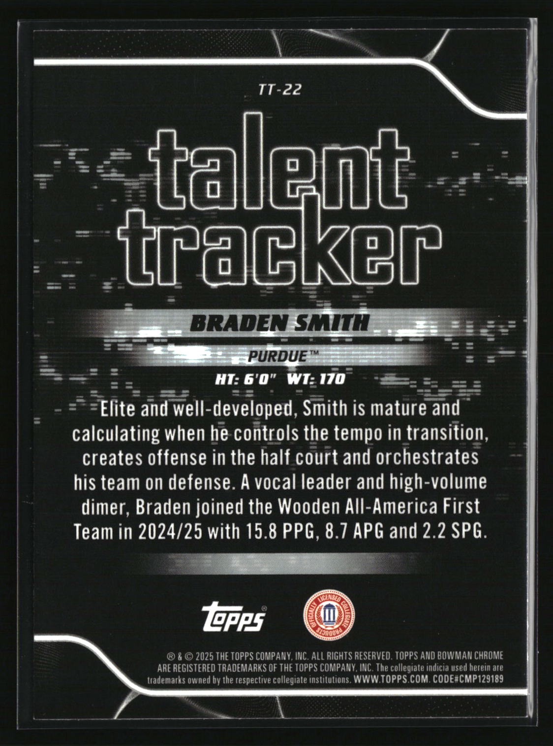 Braden Smith 2025-26 Bowman Talent Tracker #TT-22