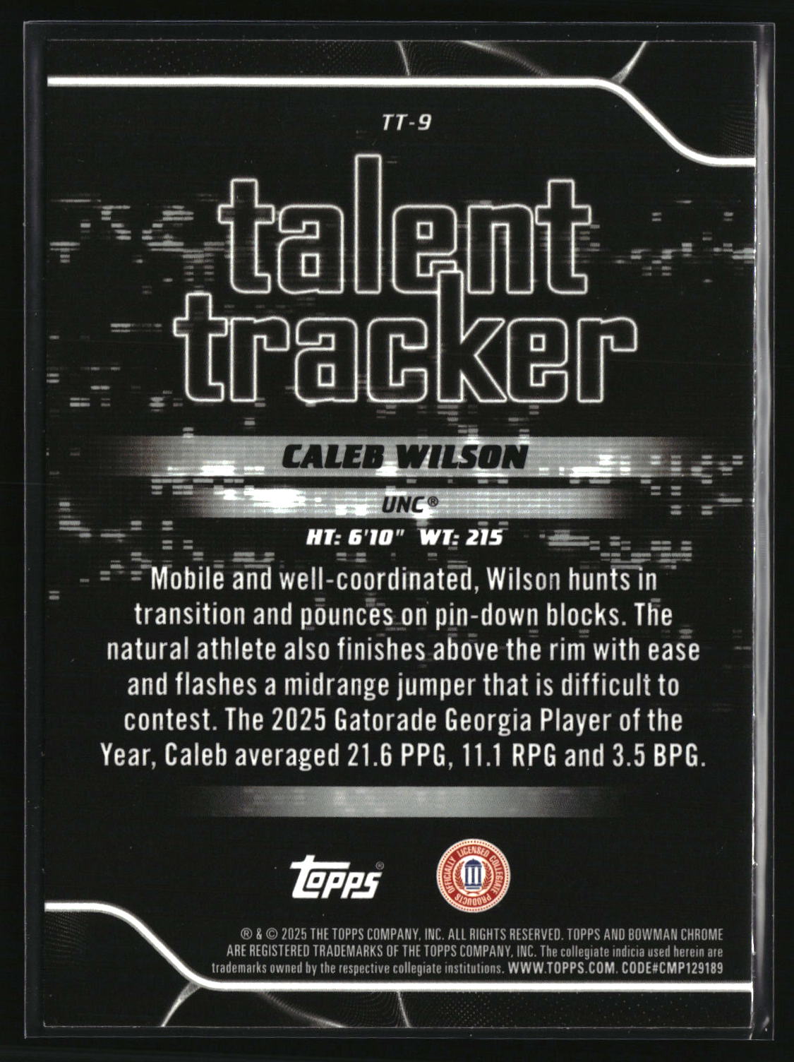 Caleb Wilson 2025-26 Bowman Talent Tracker #TT-9
