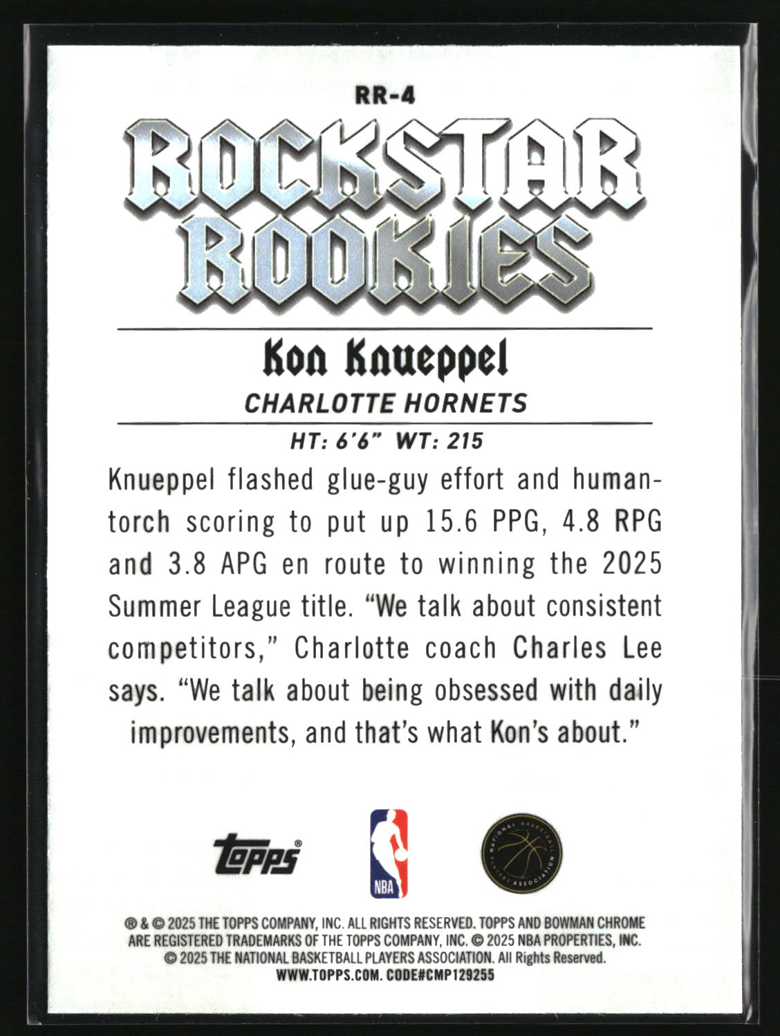 Kon Knueppel 2025-26 Bowman Rockstar Rookies #RR-4