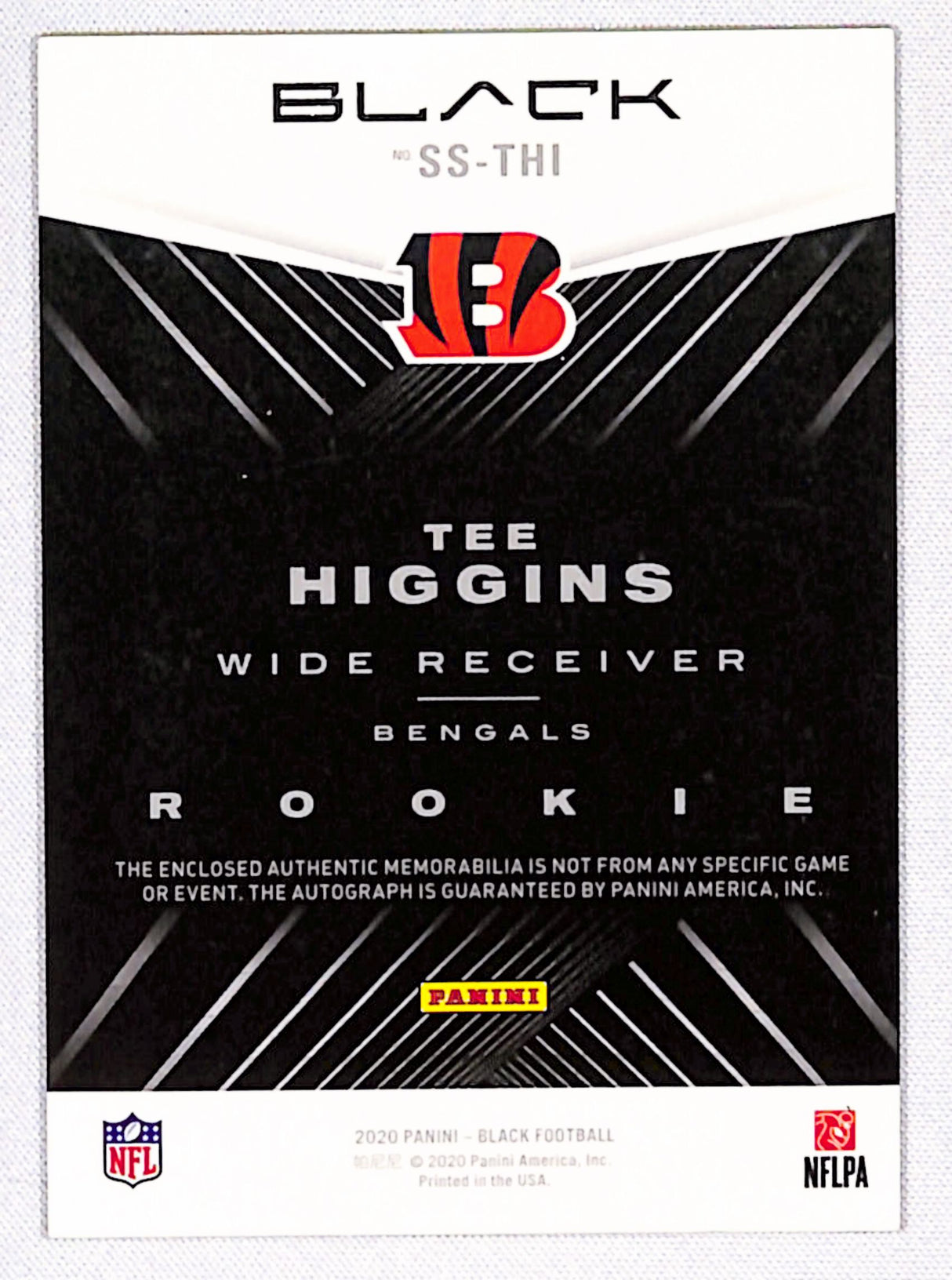 Tee Higgins 2020 Panini Black Sizeable Signatures Rookie Jersey #SS-THI #/50
