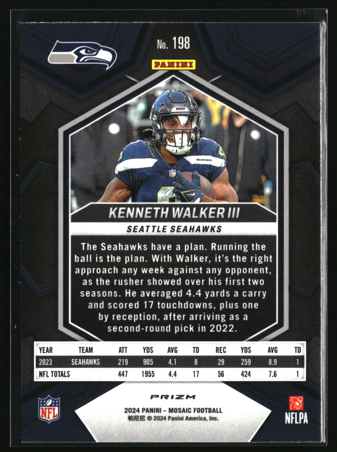Kenneth Walker III 2024 Panini Mosaic Mosaic Genesis #198