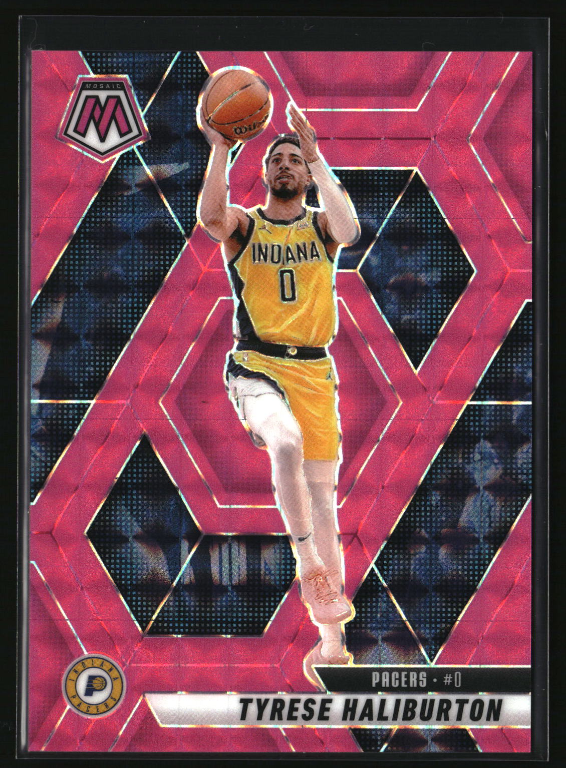 Tyrese Haliburton 2024-25 Panini Mosaic Pink Fluorescent Mosaic #85 #/10