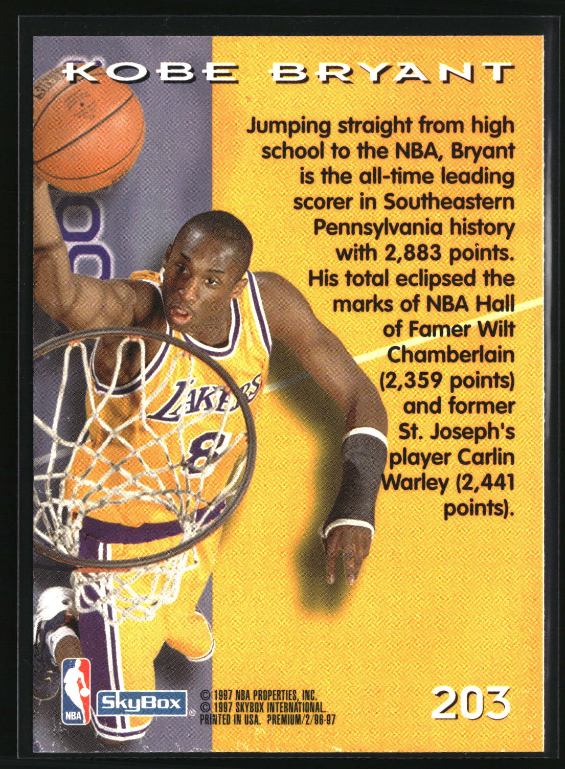 Kobe Bryant 1996-97 SkyBox Premium #203
