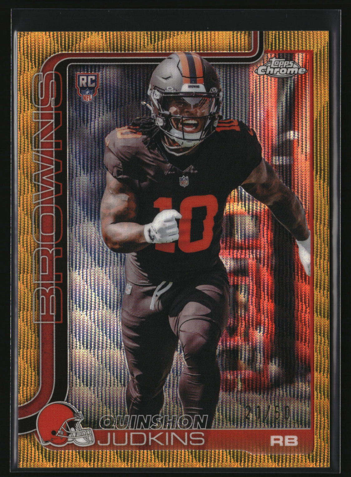 Quinshon Judkins 2025 Topps Chrome Gold Wave Refractor #325 #/50