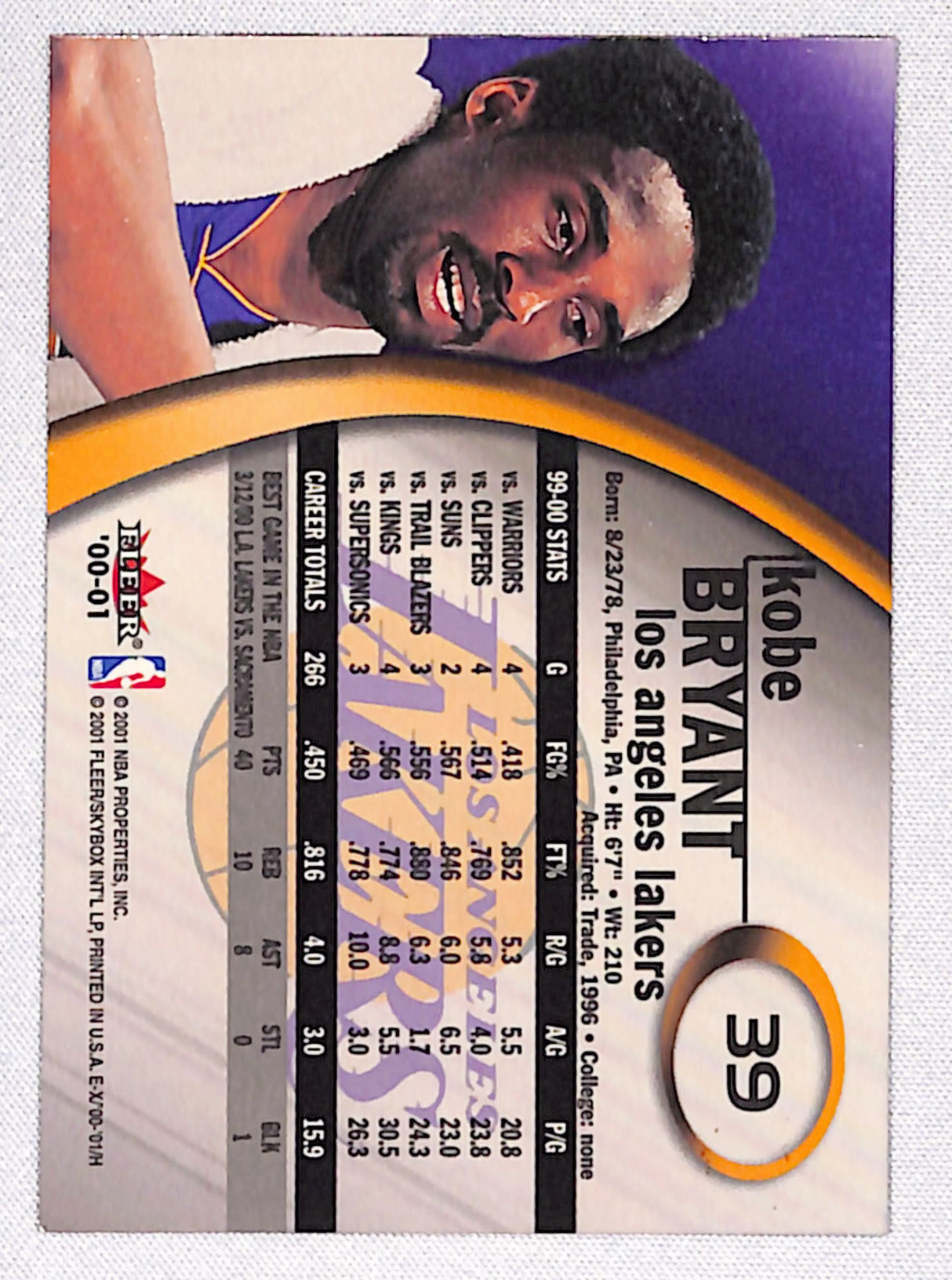 Kobe Bryant 2000-01 E-X #39