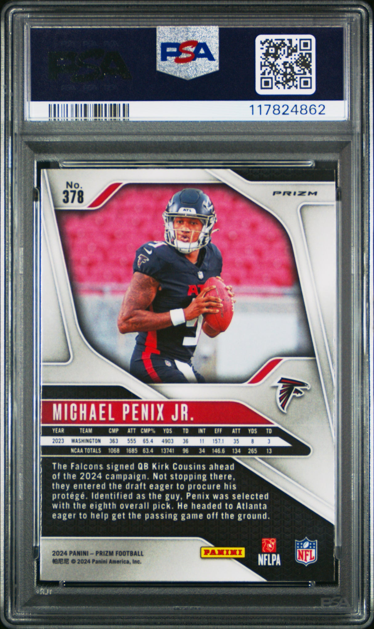 Michael Penix Jr. 2024 Panini Prizm Lazer #378 PSA 10