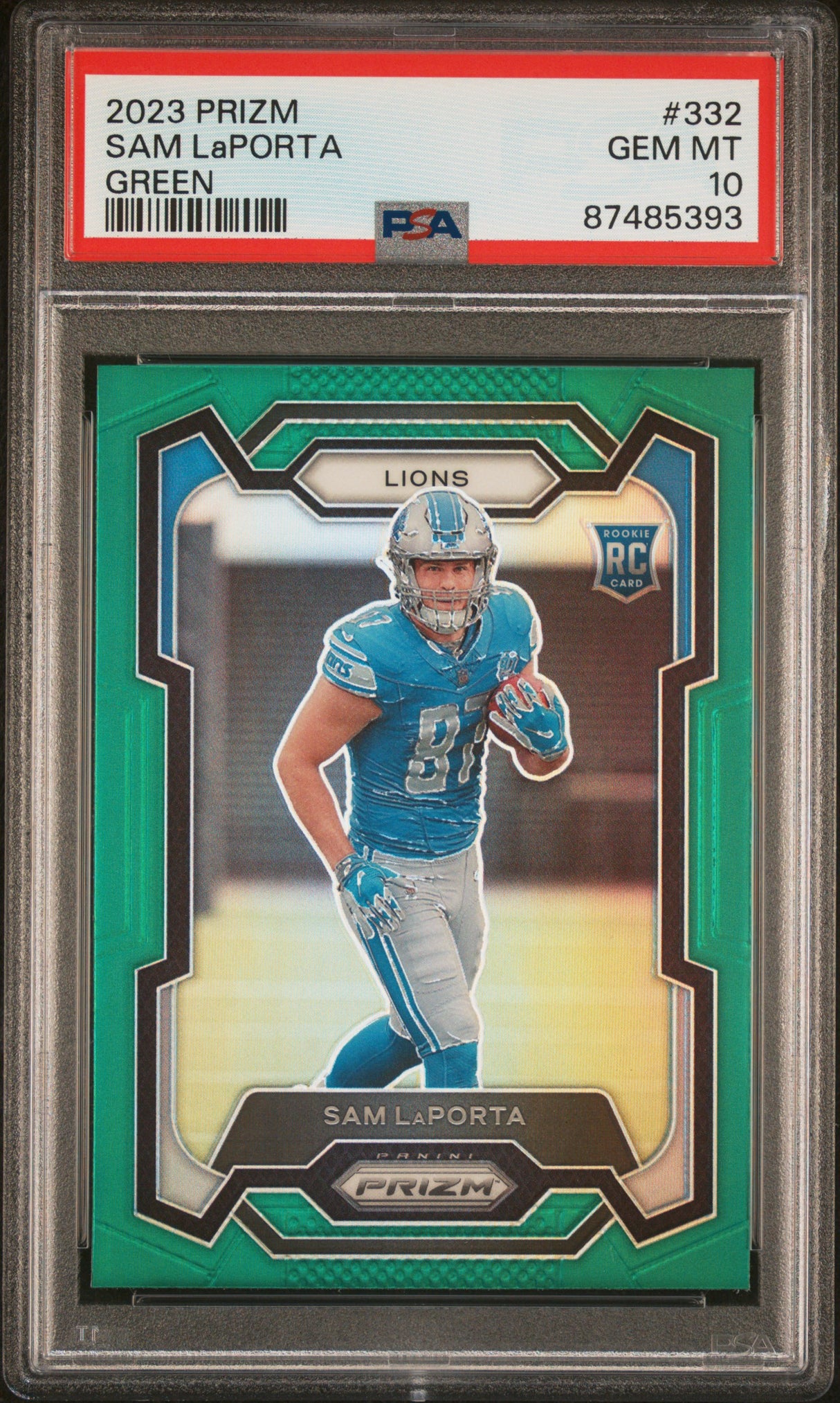 Sam LaPorta 2023 Panini Prizm Green #332 PSA 10