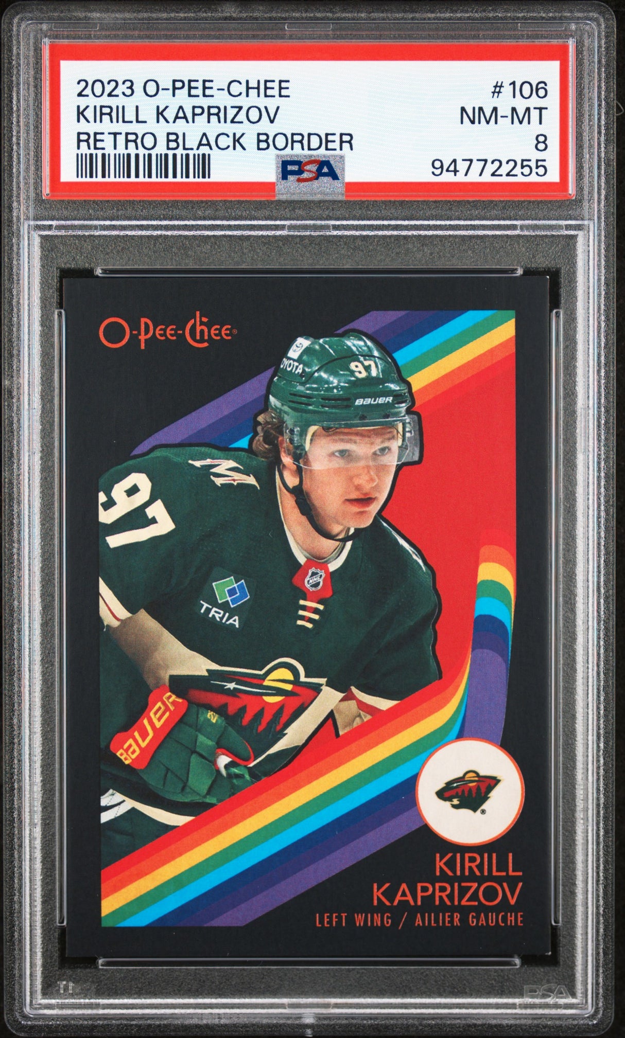 Kirill Kaprizov 2023-24 O-Pee-Chee Retro Black Border #106 #/100 PSA 8