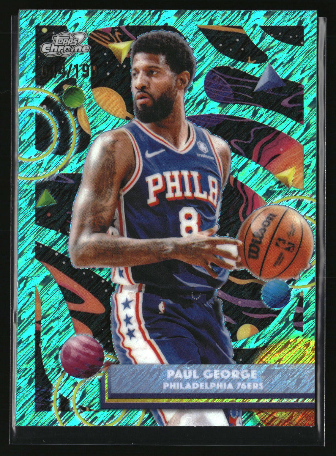Paul George 2025-26 Topps Chrome Cosmic Aqua Equinox Refractor #109 #/199