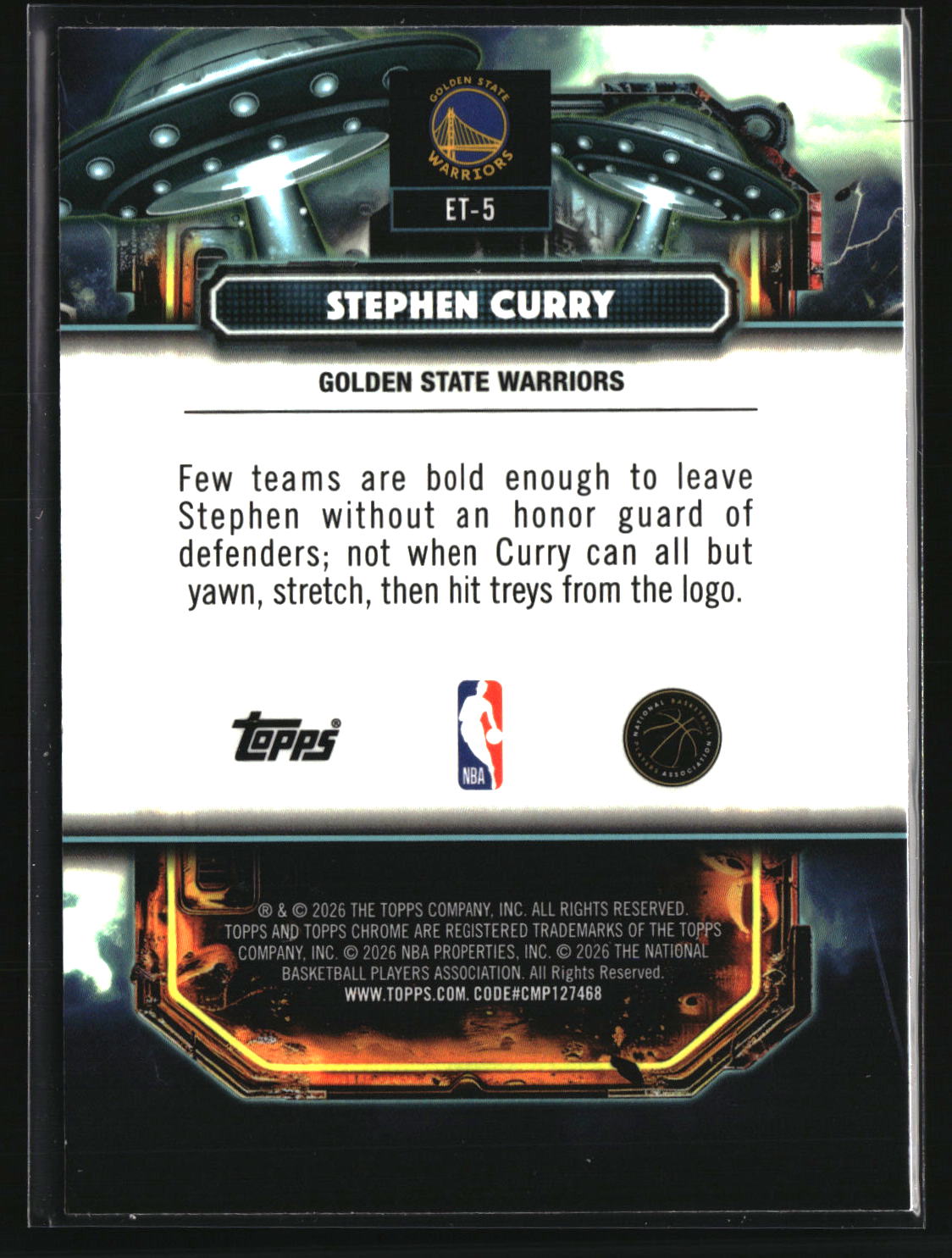 Stephen Curry 2025-26 Topps Chrome Cosmic Extraterrestrial Talent #ET-5