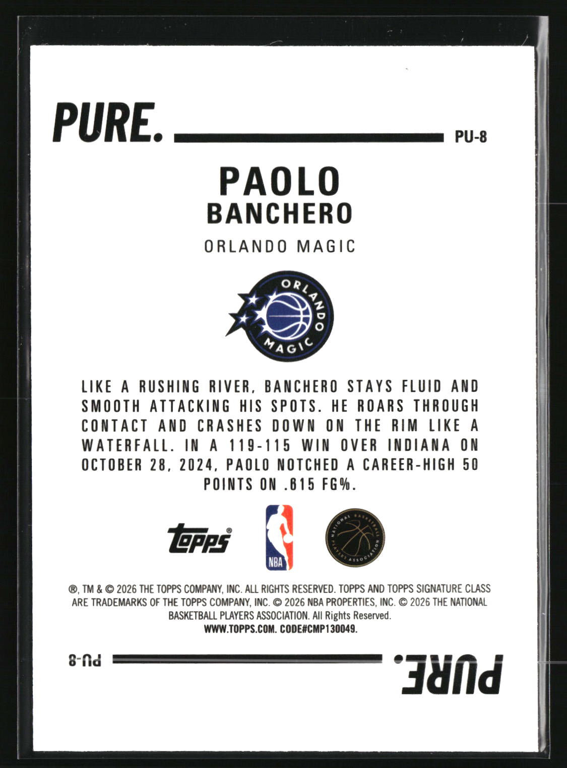 Paolo Banchero 2025-26 Topps Signature Class Pure #PU-8
