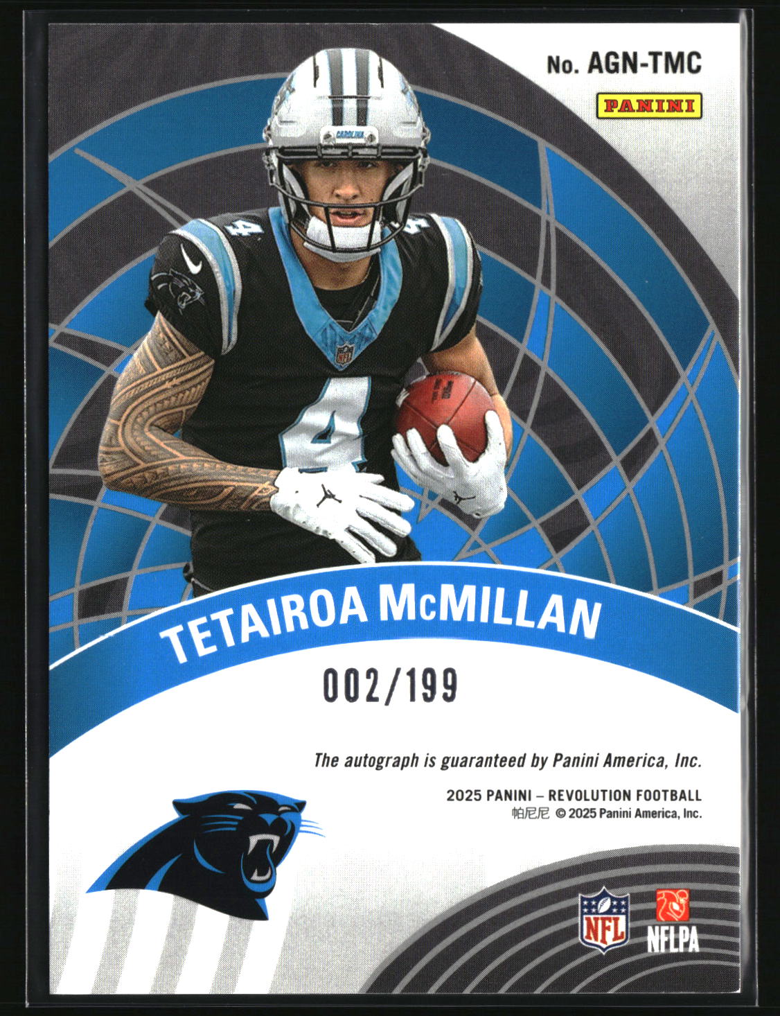 Tetairoa McMillan 2025 Panini Revolution Autographs #AGN-TMC #/199