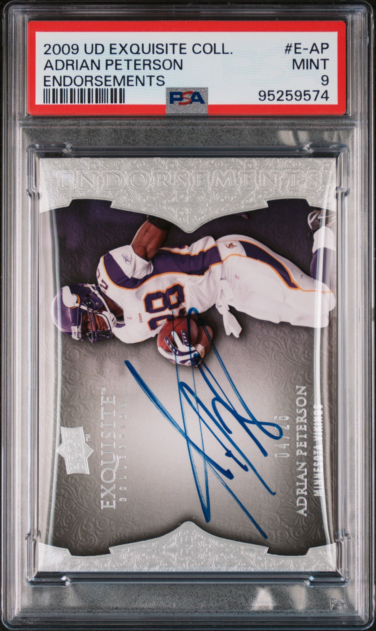 Adrian Peterson 2009 UD Exquisite Collection Endorsements #E-AP #/25 PSA 9