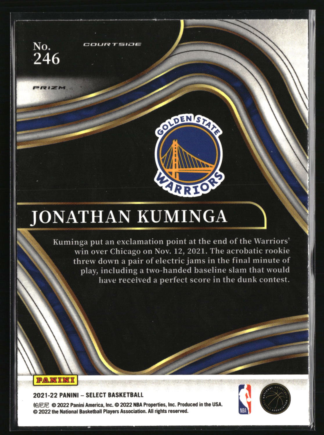 Jonathan Kuminga 2021-22 Panini Select Orange Flash Prizms #246
