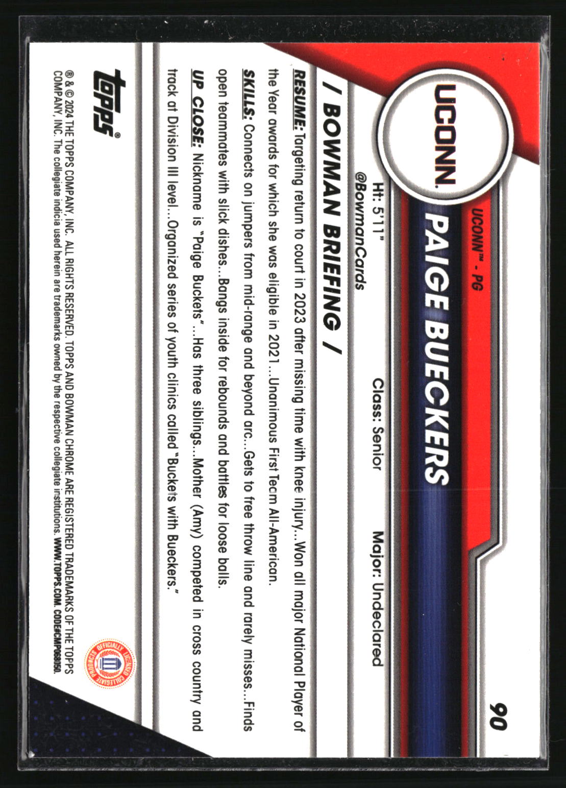 Paige Bueckers 2023-24 Bowman University Chrome #90