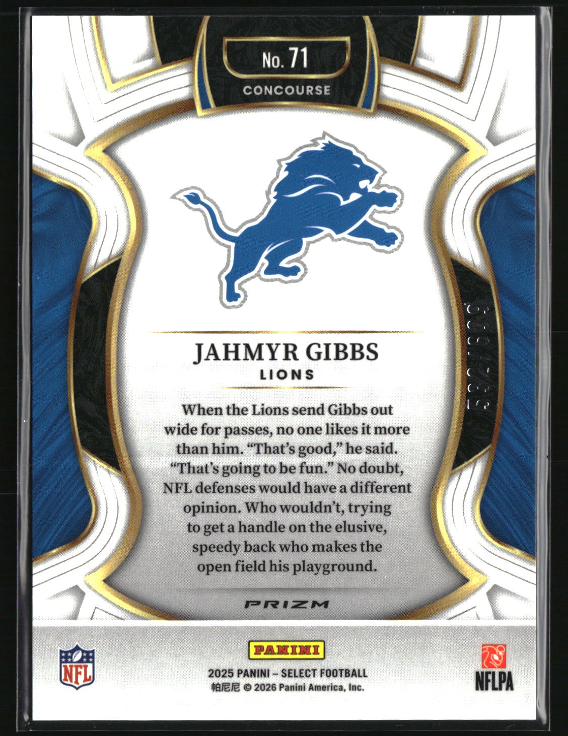 Jahmyr Gibbs 2025 Panini Select Neon Green Prizm Shock #71 #/699