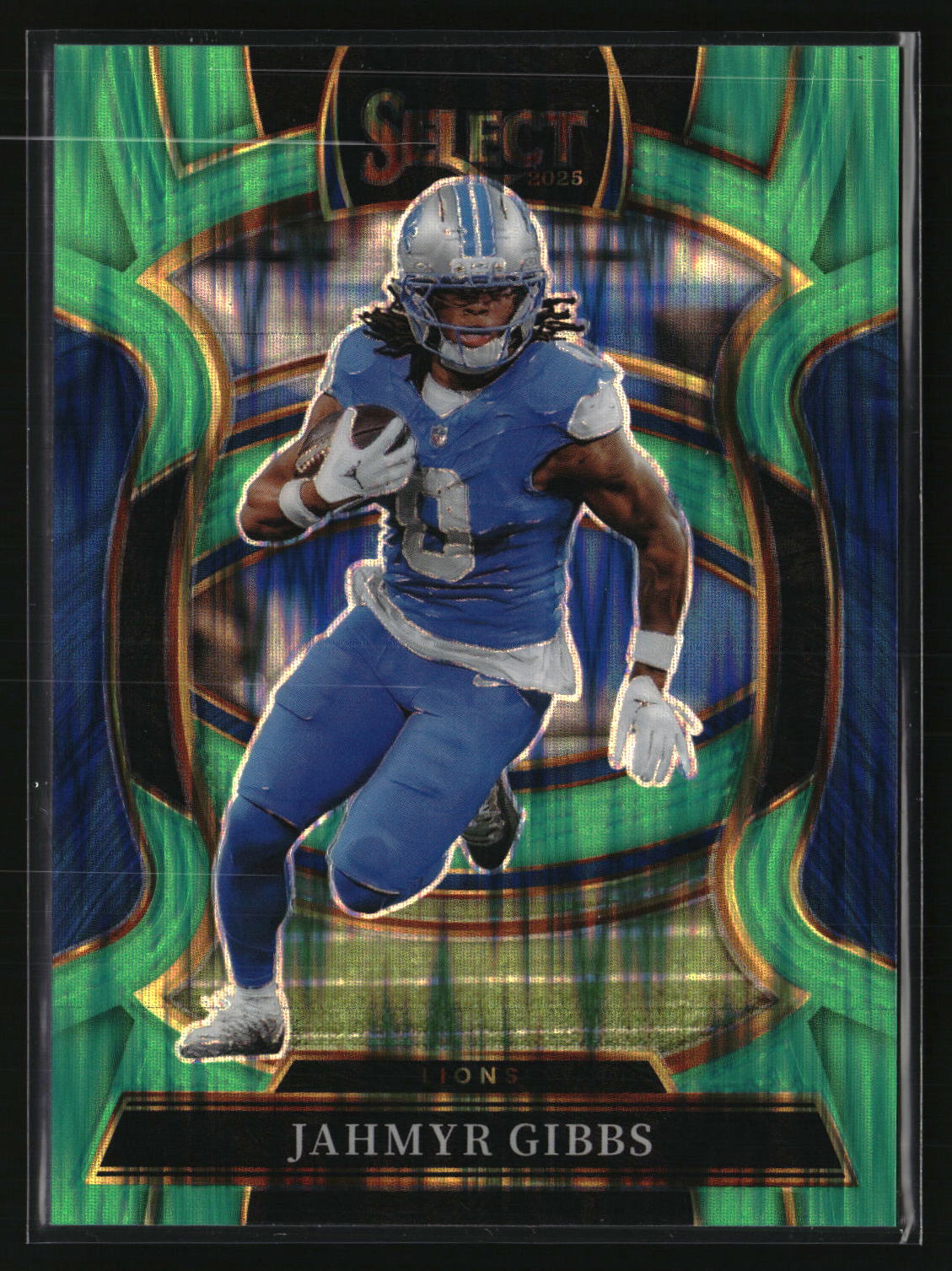 Jahmyr Gibbs 2025 Panini Select Neon Green Prizm Shock #71 #/699