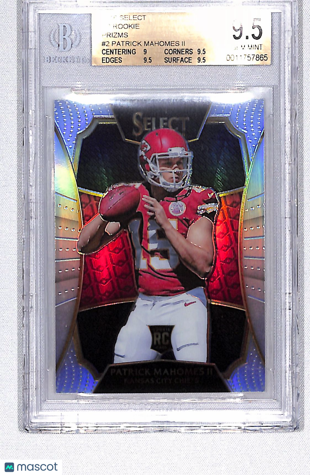 Patrick Mahomes II 2016 Panini Select 2017 XRC Prizm Exchange #2 BGS 9.5