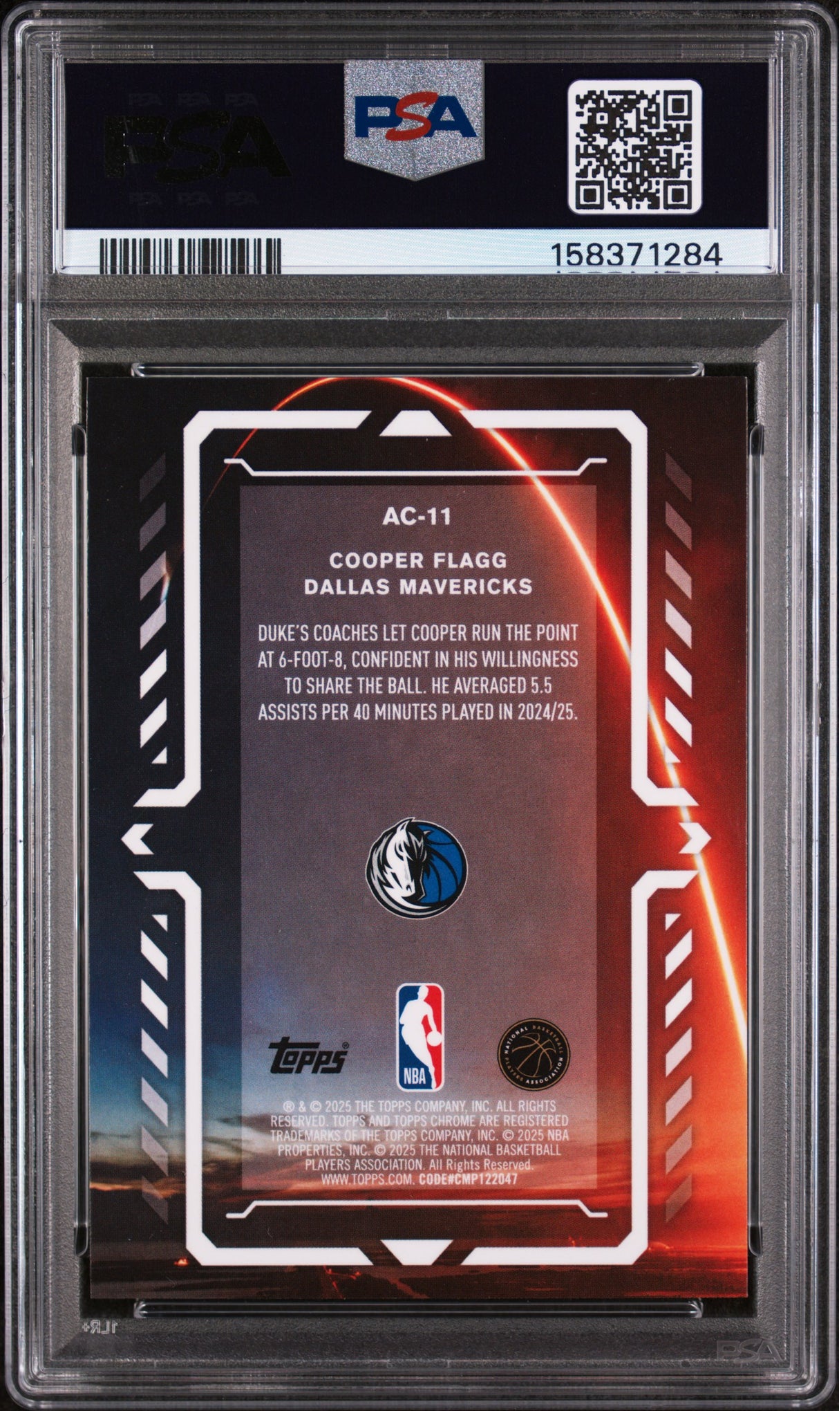 Cooper Flagg 2025-26 Topps Chrome Activators #AC-11 PSA 9
