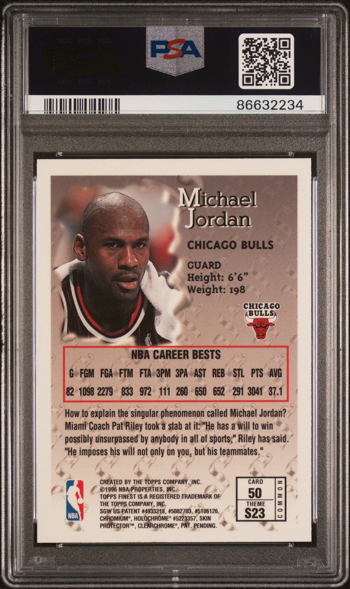 Michael Jordan 1996-97 Finest #50 PSA 8 with coating
